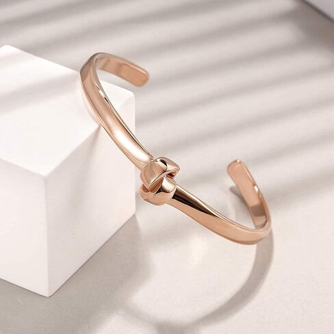 WISTIC Gold Bracelet for Women with Love Jewelry Stainless Steel Knot Tie Bangle Cuff Chunky Clover Heart Gold Rose Gold Silver Plated Bracelets for Girls in Kuwait