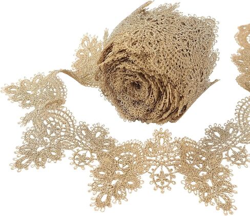 Gold Lace Trim 4.8 Yards Venice Gold Ribbon Metaillic Embroidery Lace for Sewing, Cake Fringe, Wedding Bridal Dress in Saudi Arabia