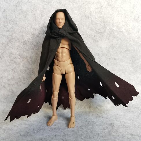 1/12 Scale Doll Clothes Action Figure Cloak for 6 inches 1:12 Action Figure Clothes (Black Hooded) in Saudi Arabia