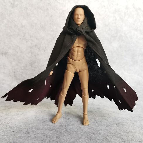 1/12 Scale Doll Clothes Action Figure Cloak for 6 inches 1:12 Action Figure Clothes (Black Hooded) in Saudi Arabia