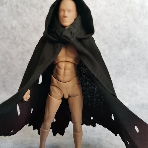 1/12 Scale Doll Clothes Action Figure Cloak for 6 inches 1:12 Action Figure Clothes (Black Hooded) in Saudi Arabia