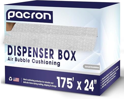 Protective Bubble Roll Wrap Dispenser Carton -175FTx12IN Clear, 3/16" Dense Small Bubble Cushioning for Fragile Items, Dish Packing & Packaging Supplies Shipping & Storage - Perforated Every 12IN in Kuwait