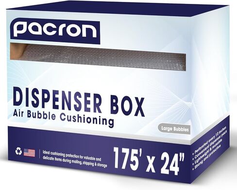 Protective Bubble Roll Wrap Dispenser Carton -175FTx12IN Clear, 3/16" Dense Small Bubble Cushioning for Fragile Items, Dish Packing & Packaging Supplies Shipping & Storage - Perforated Every 12IN in Kuwait