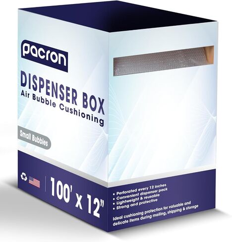 Protective Bubble Roll Wrap Dispenser Carton -175FTx12IN Clear, 3/16" Dense Small Bubble Cushioning for Fragile Items, Dish Packing & Packaging Supplies Shipping & Storage - Perforated Every 12IN in Kuwait