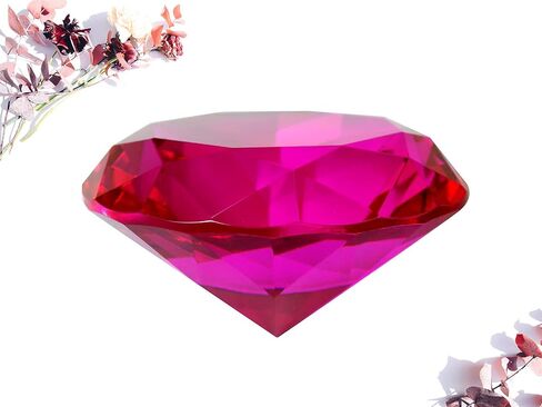 2" / 60 mm Diamond Shaped Glass Crystal Paperweight – Home Office Decor & Valentine's Day Gift Wedding Favors Centerpieces Decoration with Gift Box (Hot Pink) in Saudi Arabia