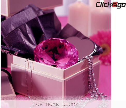 2" / 60 mm Diamond Shaped Glass Crystal Paperweight – Home Office Decor & Valentine's Day Gift Wedding Favors Centerpieces Decoration with Gift Box (Hot Pink) in Saudi Arabia