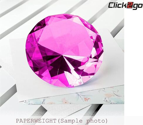 2" / 60 mm Diamond Shaped Glass Crystal Paperweight – Home Office Decor & Valentine's Day Gift Wedding Favors Centerpieces Decoration with Gift Box (Hot Pink) in Saudi Arabia