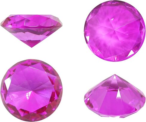 2" / 60 mm Diamond Shaped Glass Crystal Paperweight – Home Office Decor & Valentine's Day Gift Wedding Favors Centerpieces Decoration with Gift Box (Hot Pink) in Saudi Arabia