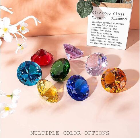 2" / 60 mm Diamond Shaped Glass Crystal Paperweight – Home Office Decor & Valentine's Day Gift Wedding Favors Centerpieces Decoration with Gift Box (Hot Pink) in Saudi Arabia