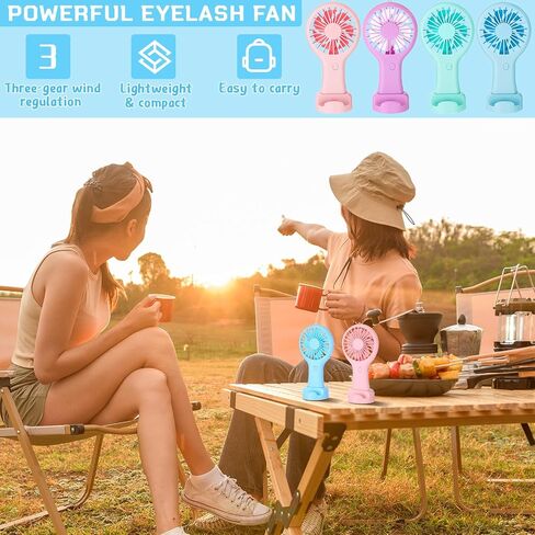 Woanger 4 Pcs Mini Handheld Fan Bulk Battery Operated Small Fans with Data Cable and Mounting Base Portable USB Electric Fan Small Rechargeable Quiet Pocket Fan Summer Gift Outdoor Travel Tool in Saudi Arabia