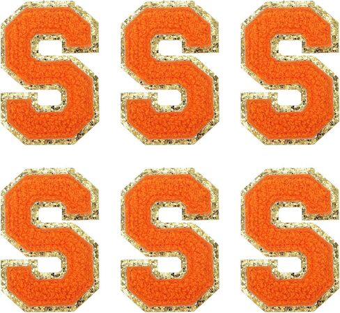 MECCANIXITY Chenille Letter Patches 2.2" Self Adhesive Alphabet C Stick on Embroidered Patch Sew on Letter Stickers Applique for Repairing Clothing Jeans Shoes Hats DIY(Orange, Pack of 6) in Saudi Arabia