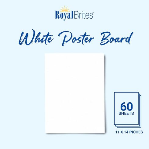 Royal Brites White Poster Board, Classic Presentation Board, 11 x 14 Inches (60 Pack) in Kuwait