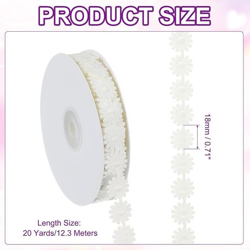PATIKIL Daisy Flower Lace Trim, Lace Trim Knitting Embroidered Ribbon for DIY Crafts Sewing Embellishments Hair Band Bridal Wedding Decor, Pink in Kuwait