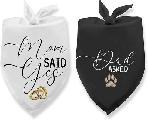 Dad Asked Mom Said Yes Dog Bandana 2 Pack, Dog Wedding Bandanas Engagement Gift Bandana for Dogs, Wedding Gifts Pet Scarf for Small Medium Cats Dogs in Saudi Arabia