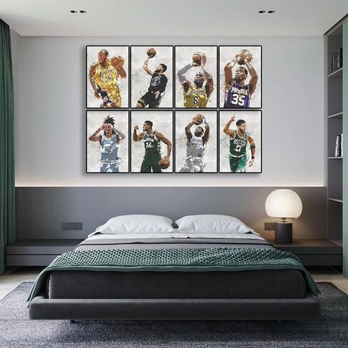 Stephen Curry, Bryant, James, Ja Morant, Antetokounmpo, Doncic, Tatum, Butler Poster Basketball Canvas Poster Wall Art Print Set of 8 Gifts for Boys Living Room Bedroom Decoration Unframed: 8x12inch in Saudi Arabia