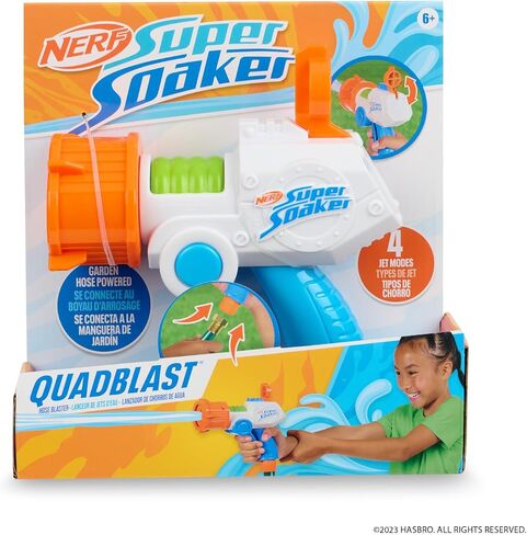 NERF Super Soaker Quadblast Blaster - آلة نقع تعمل بخراطيم في الحديقة لمعارك الفناء الخلفي الملحمي in Saudi Arabia