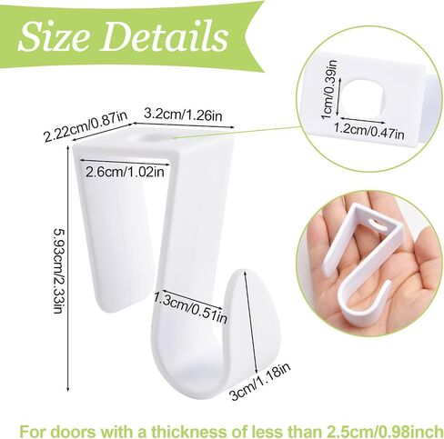 Over Door Hooks, 8Pcs Plastic Over Door Hanger Dual Hooks Organizer White Over The Cabinet Cupboard Door Hooks for Hanging Towels, Clothes, Bags, Hats in Saudi Arabia