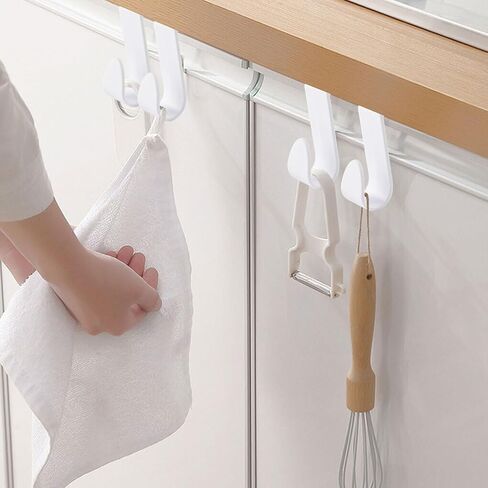 Over Door Hooks, 8Pcs Plastic Over Door Hanger Dual Hooks Organizer White Over The Cabinet Cupboard Door Hooks for Hanging Towels, Clothes, Bags, Hats in Saudi Arabia