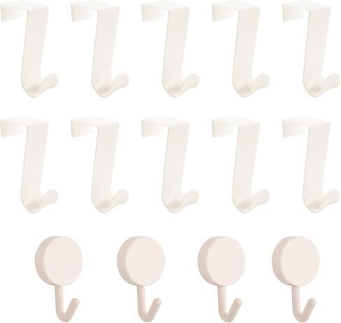 Over Door Hooks, 8Pcs Plastic Over Door Hanger Dual Hooks Organizer White Over The Cabinet Cupboard Door Hooks for Hanging Towels, Clothes, Bags, Hats in Saudi Arabia