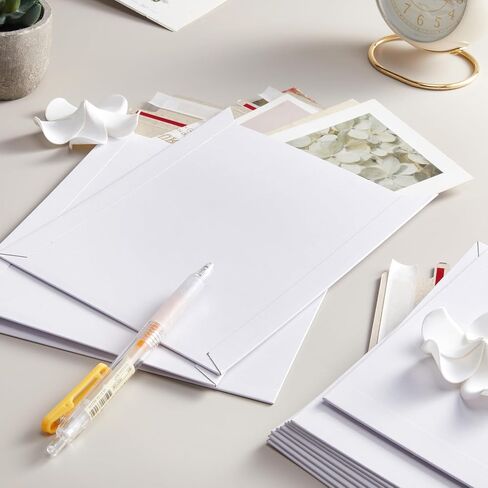 Fainne 300 Pieces 6x8 Inches Rigid Self Adhesive White Photo Mailers 350GSM Document Thicken Keep Flat Cardboard Mailers Shipping Envelopes Photography for Photos, Documents, CD in Kuwait