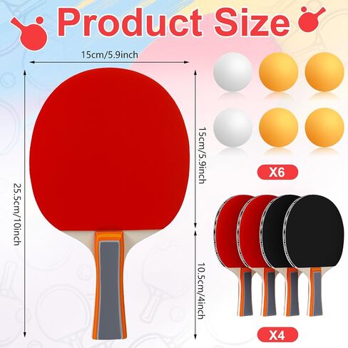 8 Pieces Table Tennis Rackets Bulks Table Tennis Paddles Set Portable Table Tennis Accessories with 12 Table Tennis Balls and 4 Storage Bags for Indoor Outdoor Games in Saudi Arabia