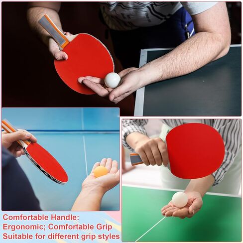 8 Pieces Table Tennis Rackets Bulks Table Tennis Paddles Set Portable Table Tennis Accessories with 12 Table Tennis Balls and 4 Storage Bags for Indoor Outdoor Games in Saudi Arabia