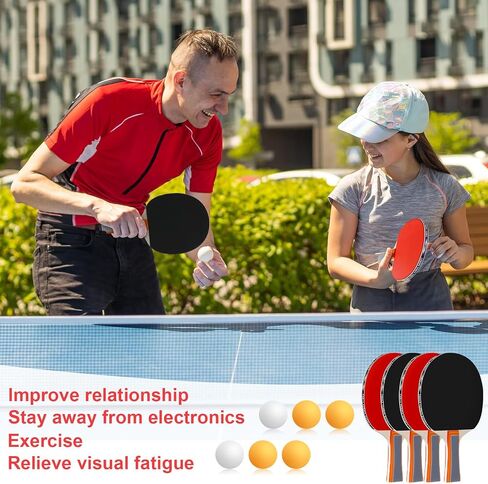 8 Pieces Table Tennis Rackets Bulks Table Tennis Paddles Set Portable Table Tennis Accessories with 12 Table Tennis Balls and 4 Storage Bags for Indoor Outdoor Games in Saudi Arabia
