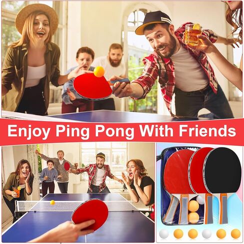 8 Pieces Table Tennis Rackets Bulks Table Tennis Paddles Set Portable Table Tennis Accessories with 12 Table Tennis Balls and 4 Storage Bags for Indoor Outdoor Games in Saudi Arabia