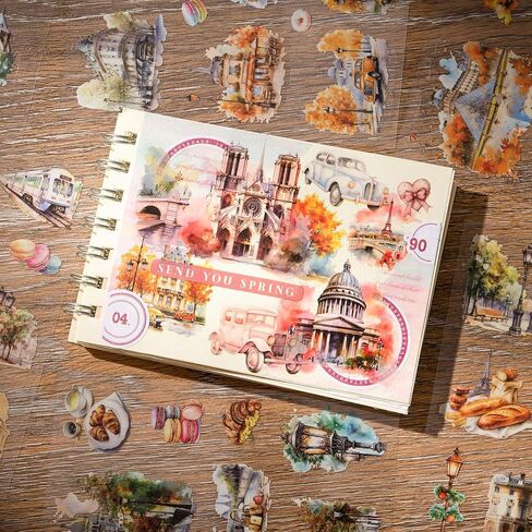 ملصقات Journaling Journaling Yagcu ، ملصق سجلات Series Series Paris ، مستلزمات Junk Journal Supplies ، Scrapbooking التجميد المسبق للبالغين ، Collage Craft Collage in Kuwait