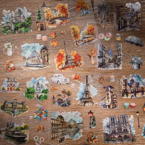 ملصقات Journaling Journaling Yagcu ، ملصق سجلات Series Series Paris ، مستلزمات Junk Journal Supplies ، Scrapbooking التجميد المسبق للبالغين ، Collage Craft Collage in Kuwait