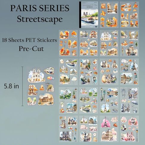 ملصقات Journaling Journaling Yagcu ، ملصق سجلات Series Series Paris ، مستلزمات Junk Journal Supplies ، Scrapbooking التجميد المسبق للبالغين ، Collage Craft Collage in Kuwait