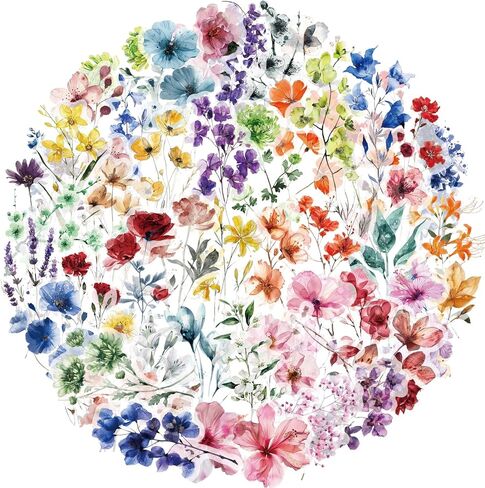 50Pcs Transparent Flower Stickers for Scrapbooking PET Nature Plant Sticker Floral Stickers Colorful Vintage Craft Sticker for Journaling Scrapbooking Clear Flowers Decals (Flower) in Kuwait