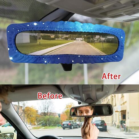 Cow Print Car Rear View Mirror Cover Interior Mirror Accessories for Women, Fashion Elastic Rearview Mirror Sleeve Protector Anti Dust and Fingerprints in Saudi Arabia