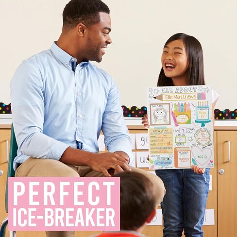 Hadley Designs All About Me Posters Elementary - 20 Star Student Poster Kindergarten, 11x14 All About Myself Star of The Week Poster Preschool, Pastel PreK Classroom Must Haves in Saudi Arabia