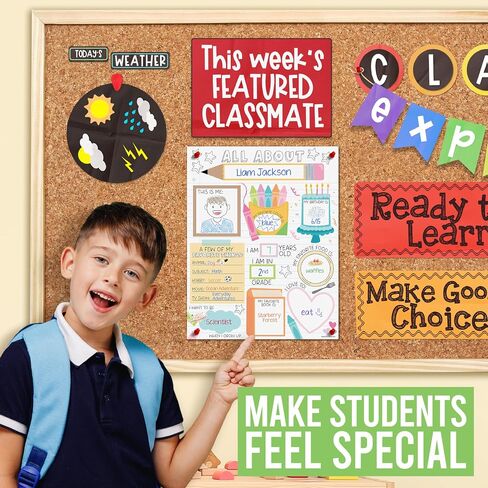 Hadley Designs All About Me Posters Elementary - 20 Star Student Poster Kindergarten, 11x14 All About Myself Star of The Week Poster Preschool, Pastel PreK Classroom Must Haves in Saudi Arabia
