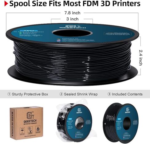 Geeetech Silk PLA Filament 1.75mm Silk Dual Color Filament,Coextrusion Dichromatic Metal-Like Shiny Consumable 1kg (2.2lbs) 1 Spool,Dimensional Accuracy +/- 0.03 mm, Black Red in Kuwait