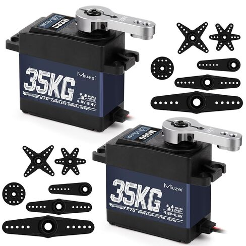 35 كجم عزم الدوران RC Servo ، Miuzei coreless servo Motor Motor Gear Digital Stainless Steel Gear مقاومة للماء لـ Arduino 1/8 1/10 RC Crawler Car Robotic Robotic DIY 270 درجة (1) in Kuwait
