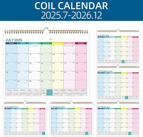 Wall Calendar 2024-2025, January 2024-June 2025, 15" x 12", Highlight Holidays, Planning Calendar, Thick Paper in Kuwait