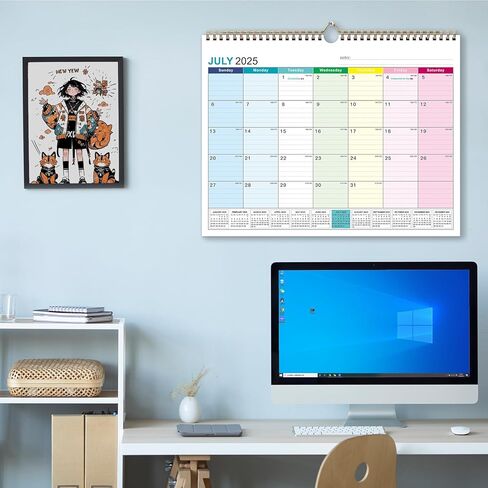 Wall Calendar 2024-2025, January 2024-June 2025, 15" x 12", Highlight Holidays, Planning Calendar, Thick Paper in Kuwait