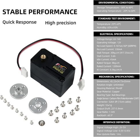 30KG High-Torque Serial Bus Servo 12V 360° Continuous Rotation Programmable Smart Industrial Digital Servo with Controller for RC Car Steering Servo Robotic Arm (1 Servo with 1 Controller) in Saudi Arabia