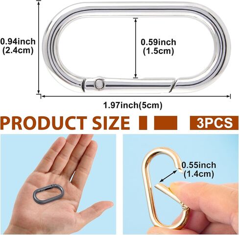 Oval Spring Ring Clips, Heavy Duty Metal Keyring Purse Clip, O Ring Opening Key Ring Carabiner for Keychain in Saudi Arabia