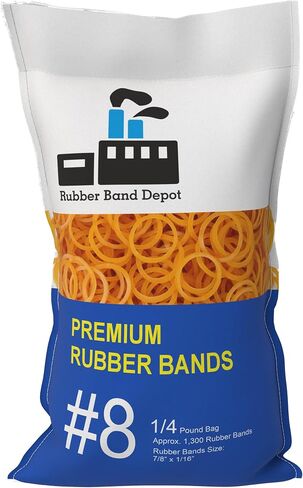 Size #8, Small Rubber Bands, Everyday Bands, Business Rubber Bands - Band Measurements: 7/8" x 1/16'' - Approximately 1,300 Per Bag - 1/4 Pound Bag in Kuwait
