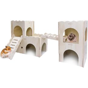 Hamster Hideout House Multi Chamber Rat Hide Hut Castle Climbing Toy Playground Exploring Labyrinth Tunnel Toy for Syrian Dwarf Gerbils Hamsters Mice (Pattern A)