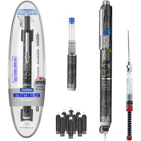 Clictek Fountain Pen Set,Retractable Fountain Pen, Extra Fine Nib Black Ink Pen includes 10 ink cartridges and ink syringes Slim pen body Smooth Writing Sketch Diary Calligraphy Gift(Pink)