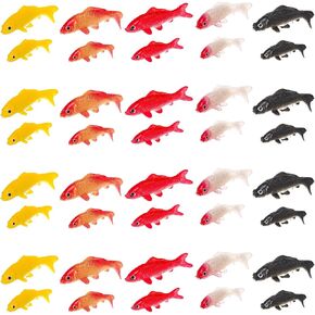 ZENFUN 50 Packs Mini Koi Fish, Cute Miniature Fish Fake, Plastic Small Koifish, Tiny Fish Model Bulk for Ornament Supplies, Cake Decoration,Tank DIY, Fairy Garden Supplies
