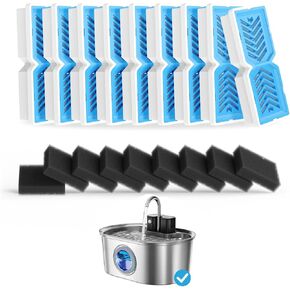 Cat Water Fountain Filters, Replacement Filters & Pre-Filter Sponges for 108oz/3.2L Pet Water Fountain - 9 Pack