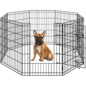 Yaheetech 30" High 8 Panel Foldable Metal Dog Exercise Pen Pet Playpen Dog Fence Outdoor & Indoor Use for Small Animals with Door Black