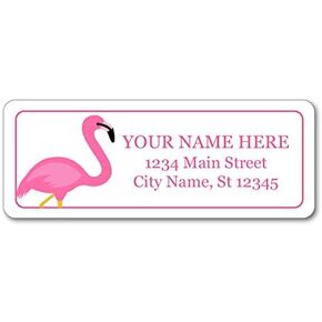 Personalized Return Address Labels - Pink Flamingo Decor Design - 60-1000 Custom Self-Adhesive Stickers