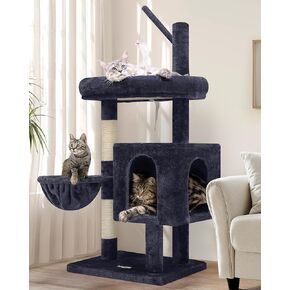 Cactus Cat Tree Tower for Indoor Cats| 46-Inch Sturdy Cat Condo for Multiple Adult Cats with Large Multiple Platforms, Hammock, and Anti-Tip Kit | Premium Quality Materials, F46B, Green