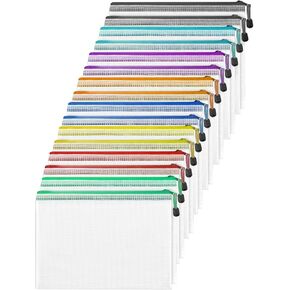 8pcs Mesh Zipper Pouch Bags, A4 mesh Bags with Zipper, 8colors Waterproof Zipper Pouches for Organizing, Travel, Offices and Home